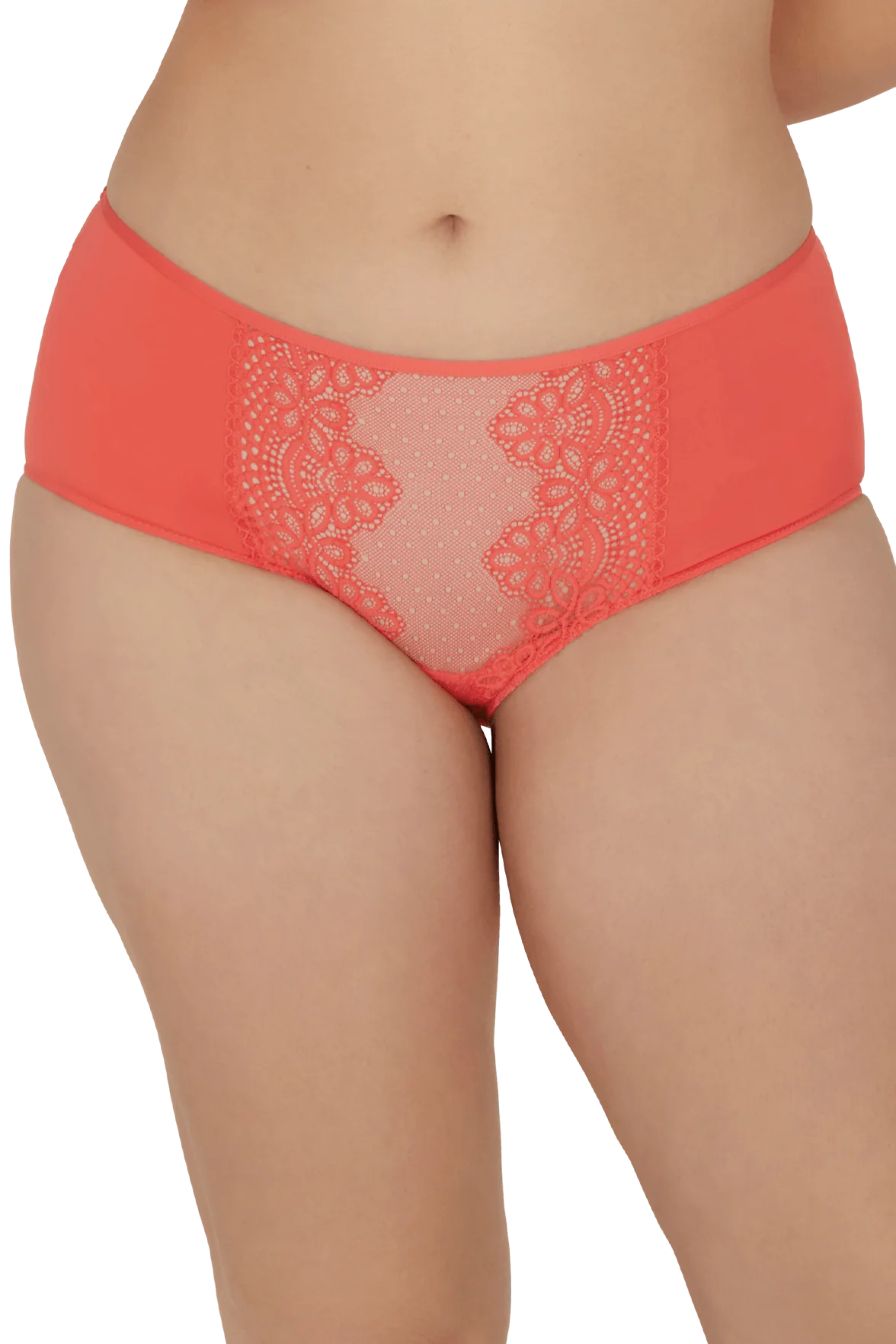 Shorty en dentelle et microfibre L'irrésistible - Corail