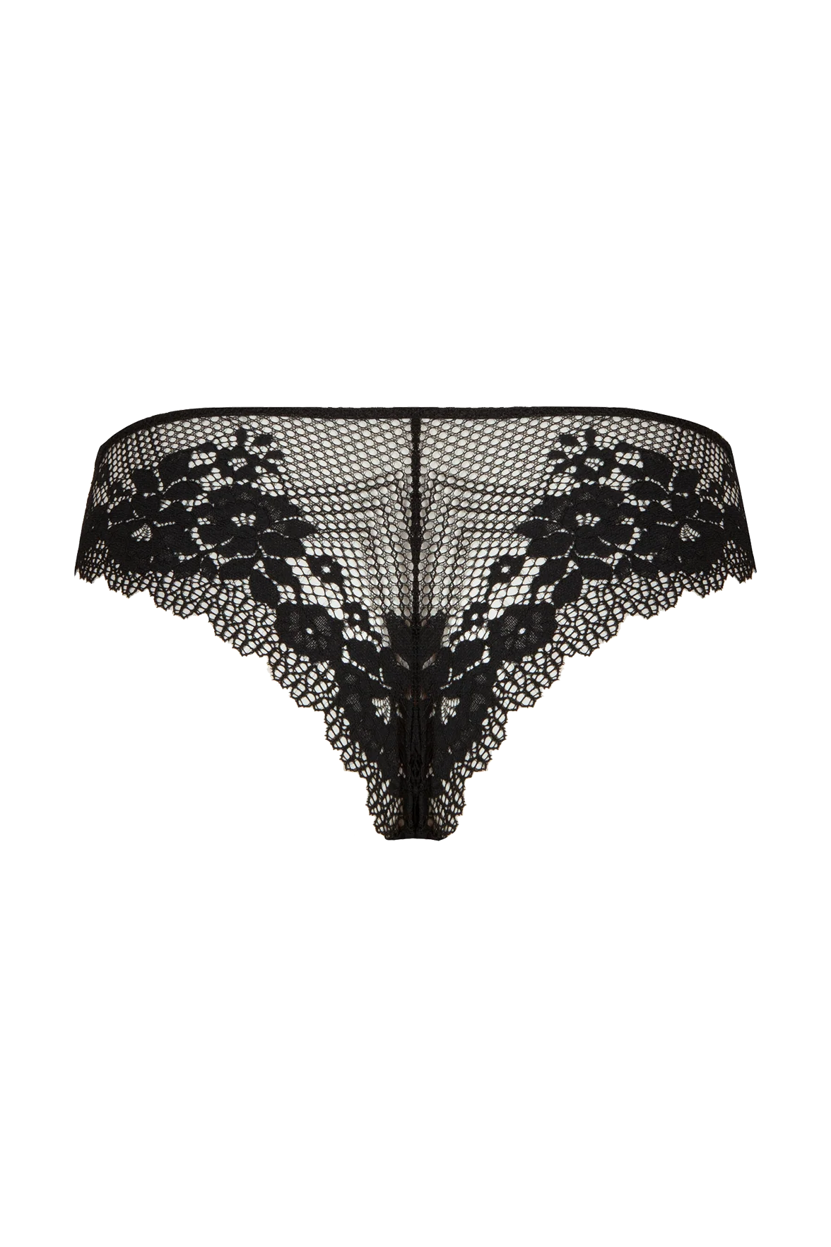 Tanga Résille Florale - Noir - Image 3