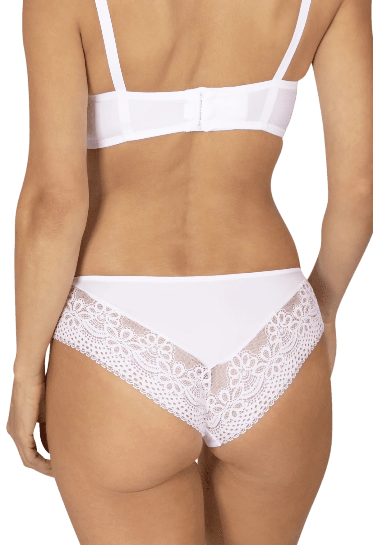Slip brésilien dentelle et microfibre L'irrésistible - Blanc - Image 4