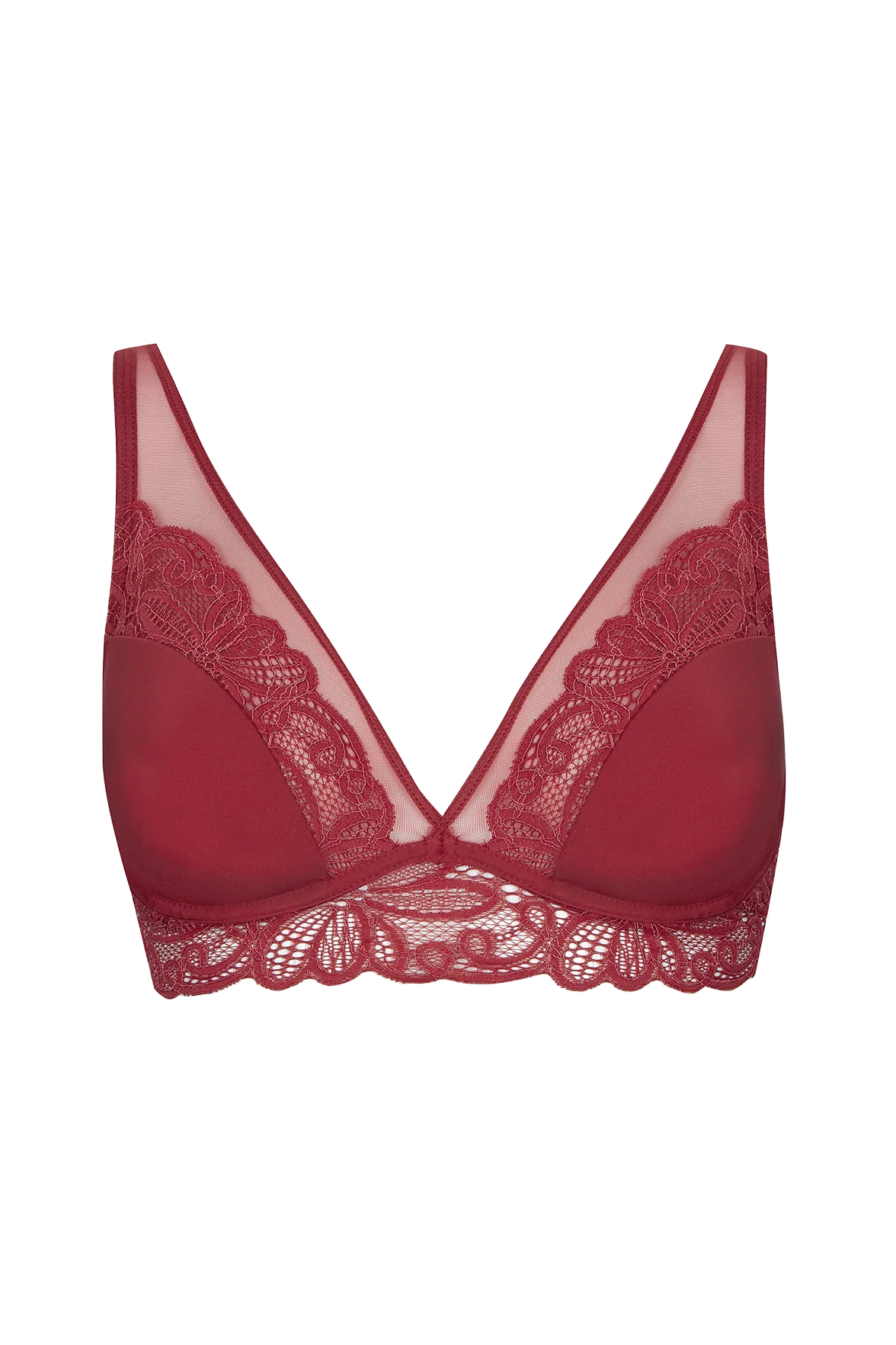 Soutien-gorge à coques Dentelle Envoûtante - Rouge rubis - Image 5