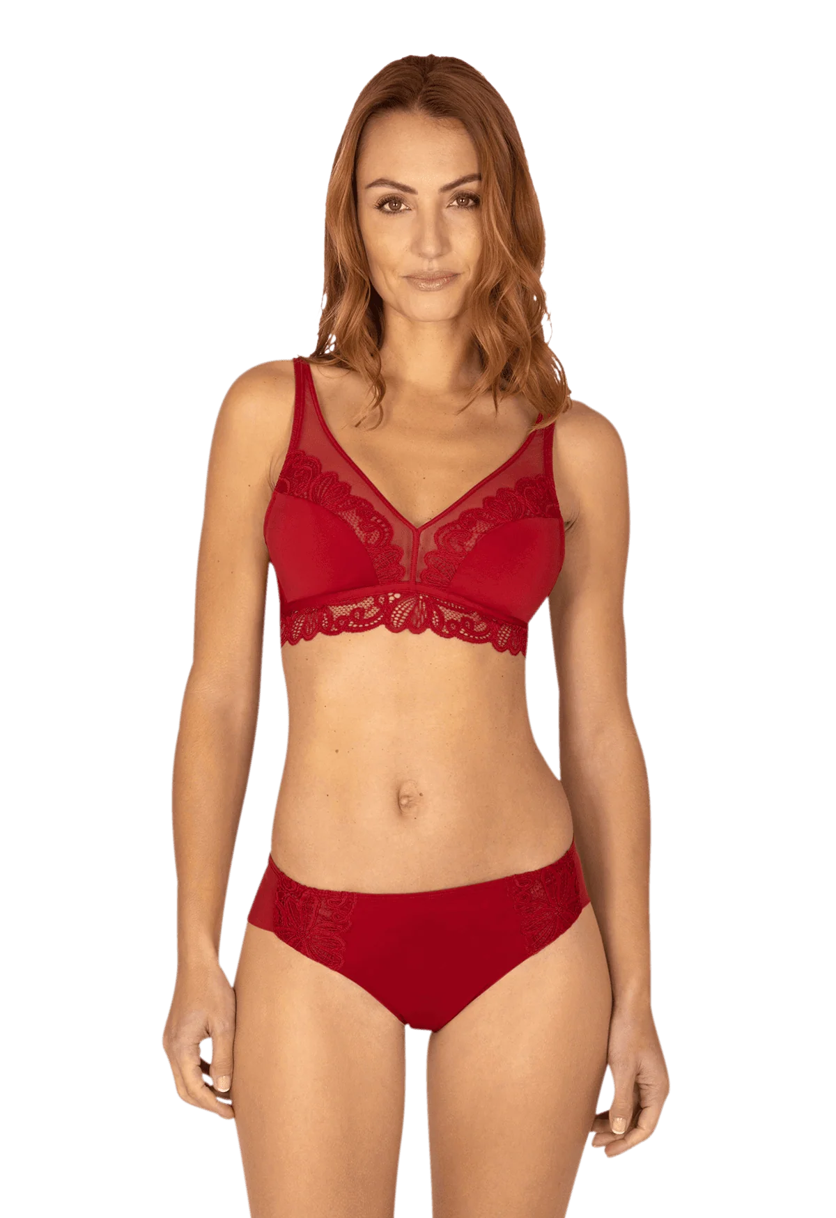 Soutien-gorge sans armatures Dentelle Envoûtante - Rouge rubis - Image 3