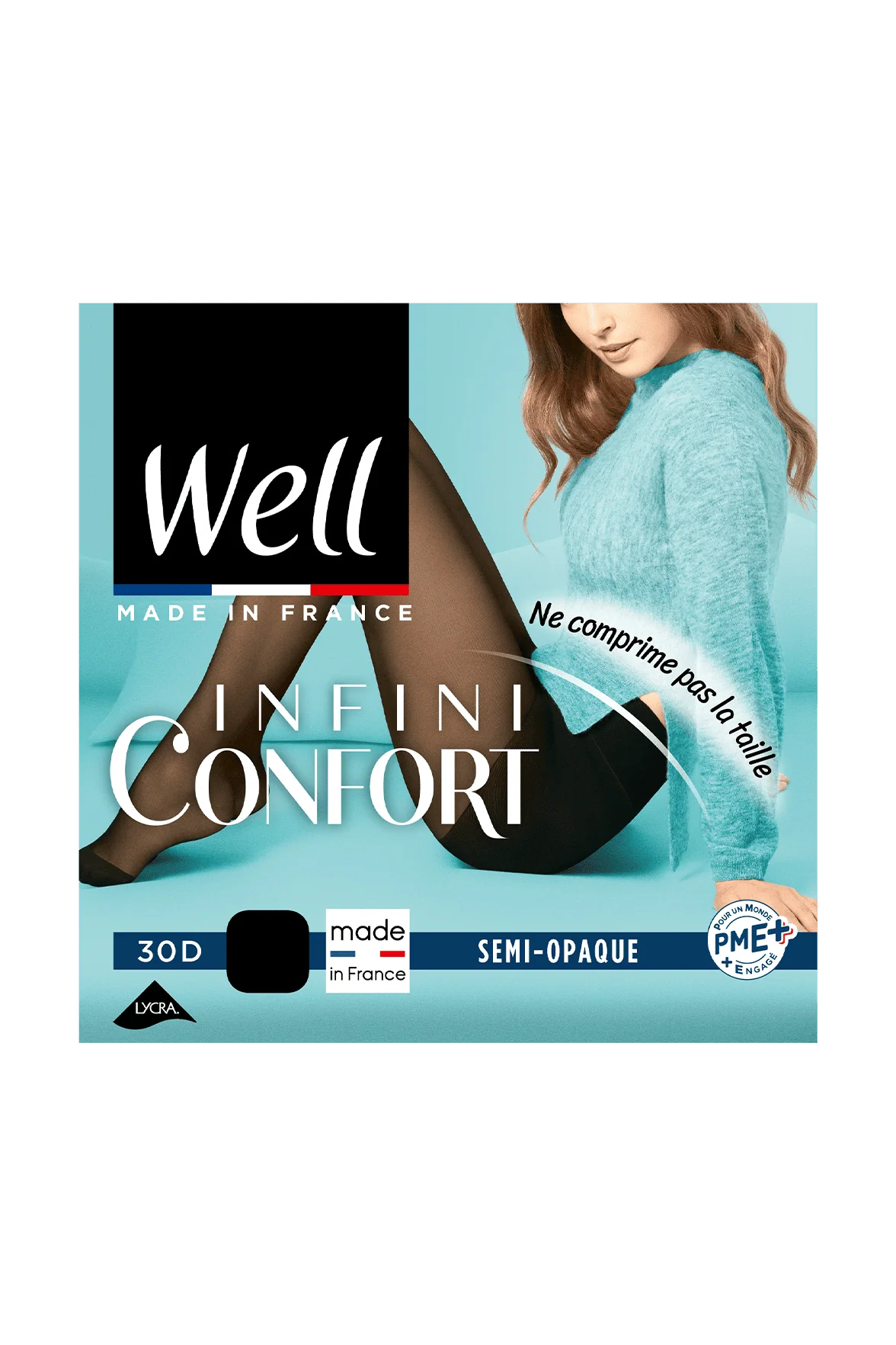 Collant Semi-Opaque 30D Well Infini Confort - Noir - Image 2