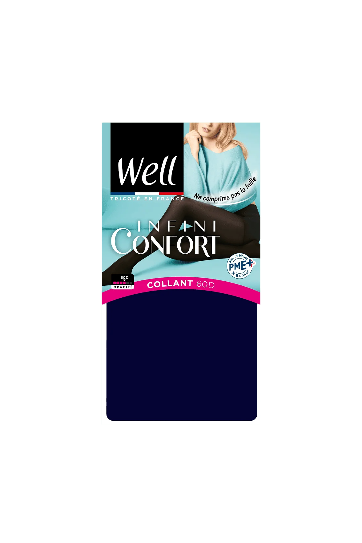 Collant Opaque 60D Well Infini Confort - Bleu de minuit - Image 2