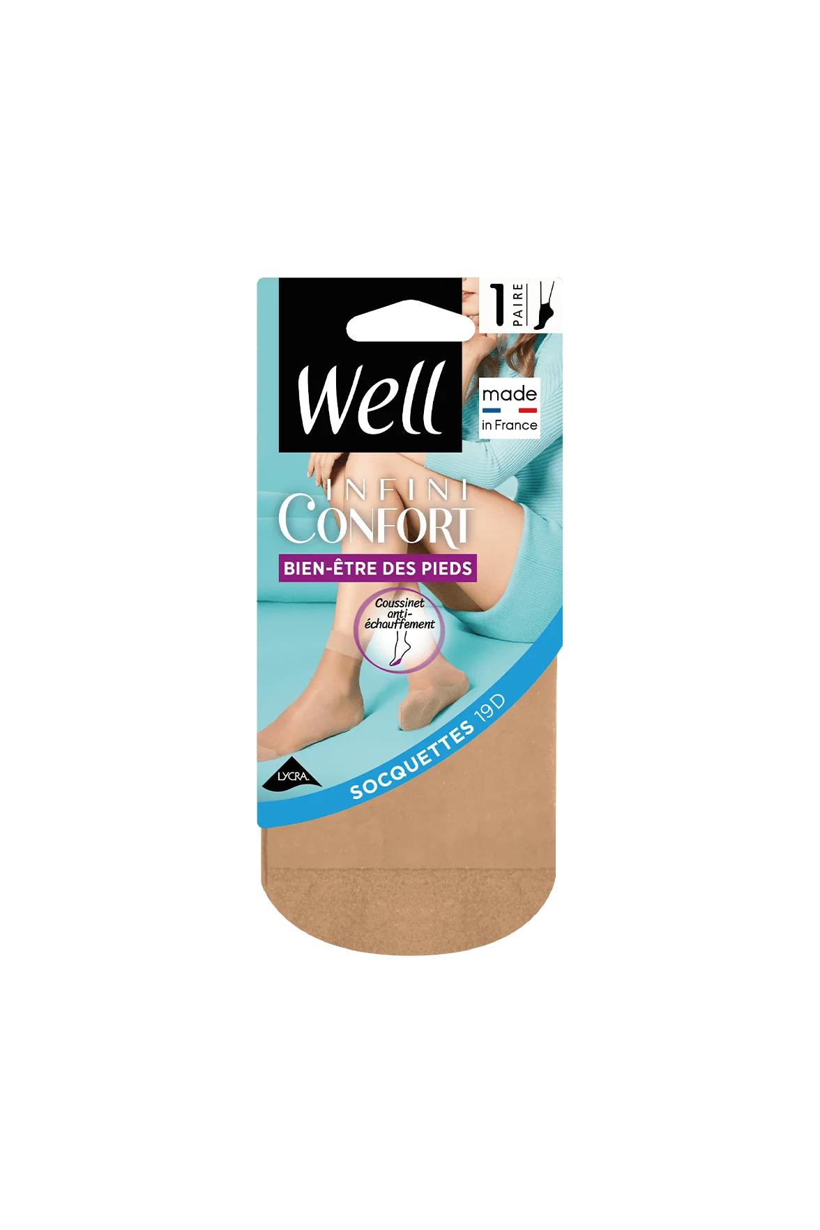 Socquettes Transparentes Bien-Etre des Pieds 19D Well Infini Confort - Beige medium - Image 2
