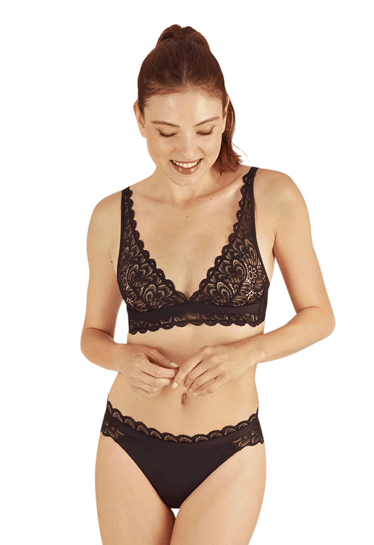 Slip brésilien Dentelle Audacieuse - Noir - Image 3