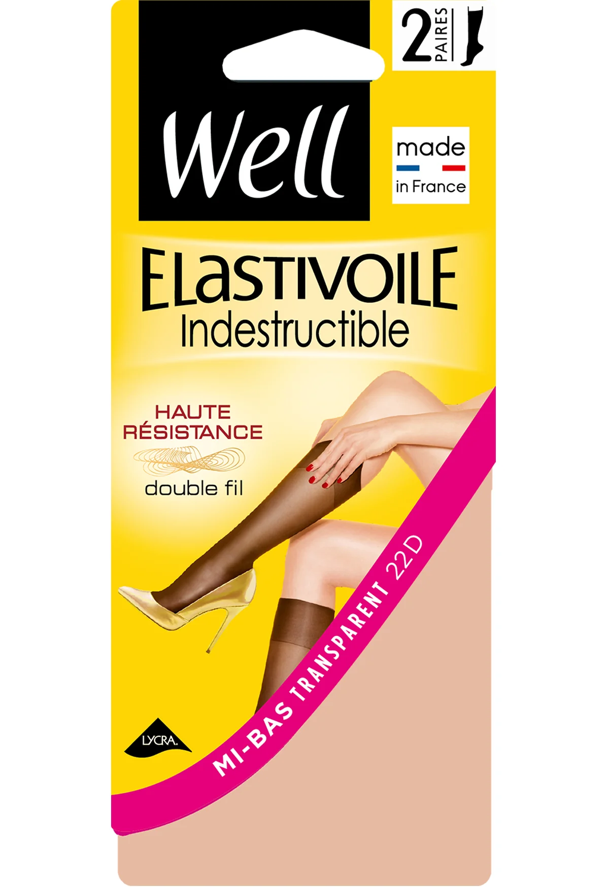 Lot de 2 paires de Mi-bas Transparents 25D Elastivoile Indestructible - Sable - Image 2