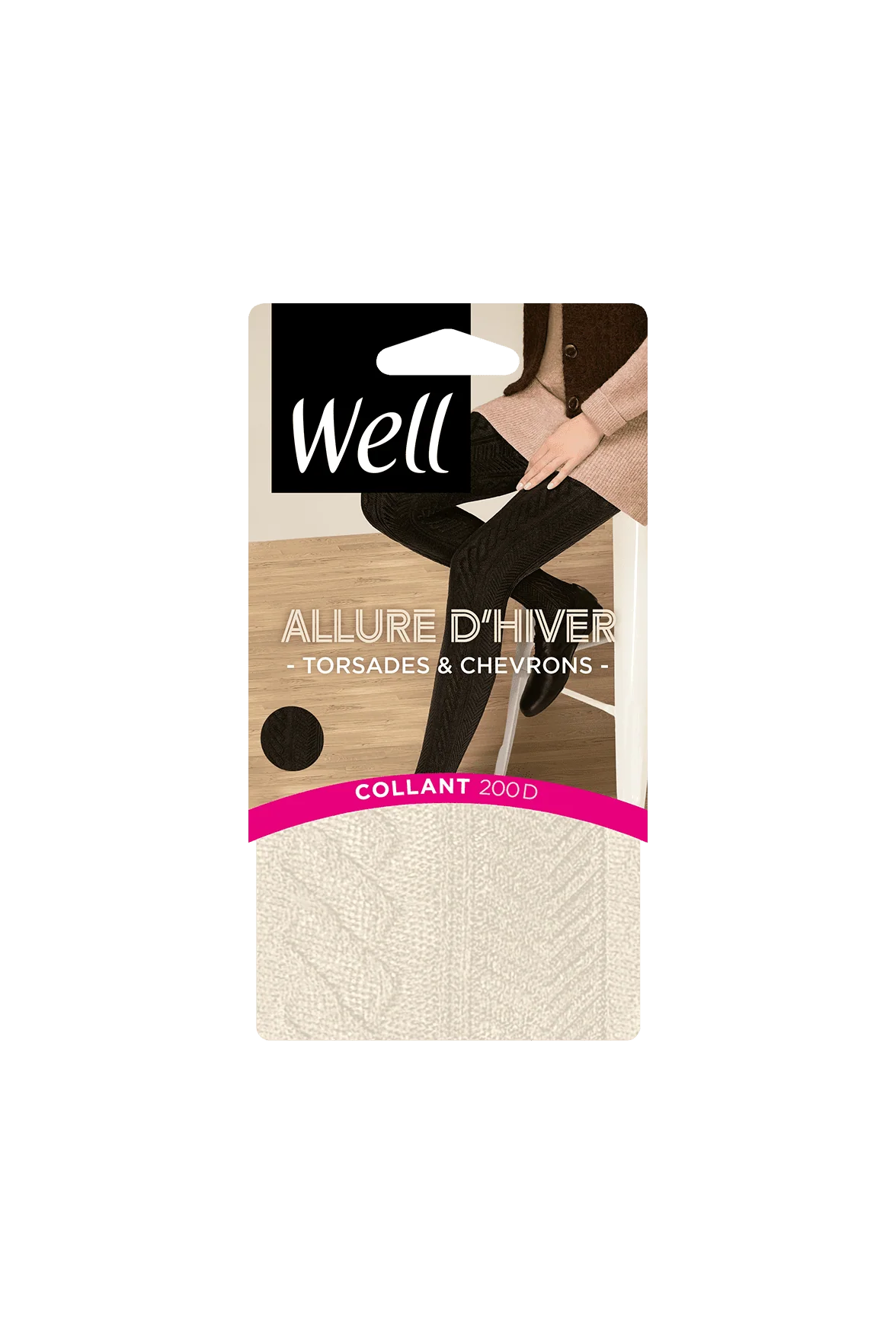 Collant Torsades et Chevrons 200D Allure d'Hiver - Vanille - Image 2