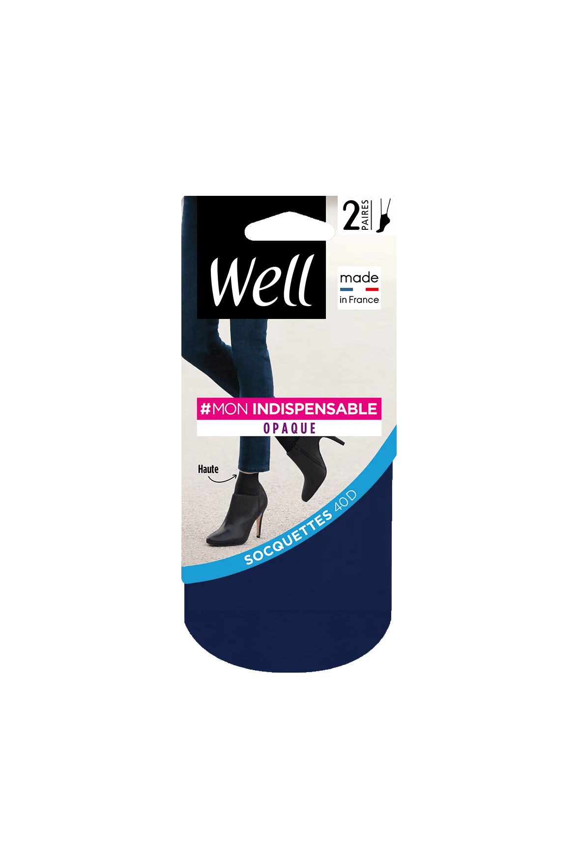 Lot de 2 paires de Socquettes Opaques 40D Mon Indispensable - Bleu nuit - Image 2