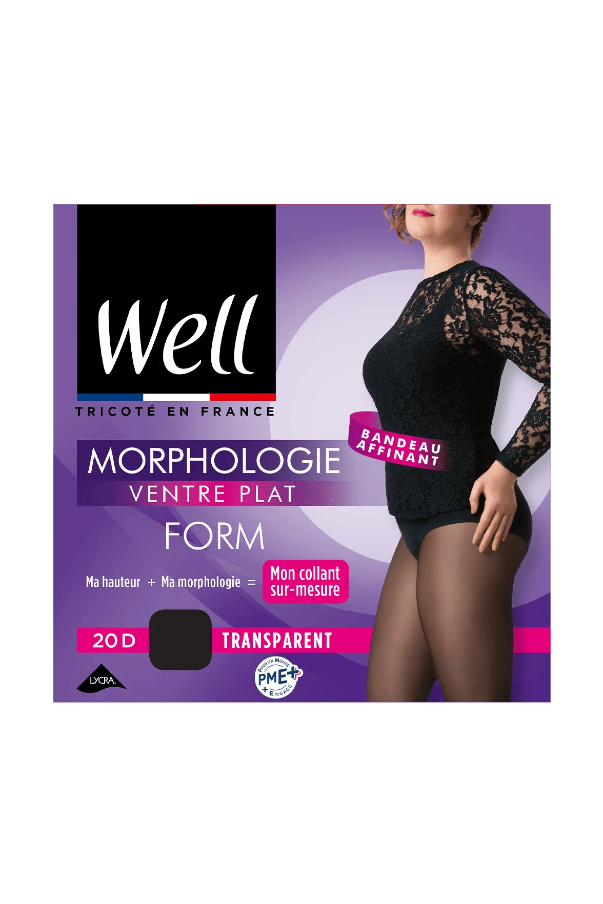 Collant Transparent 20D Ventre Plat Morphologie - Noir - Image 2
