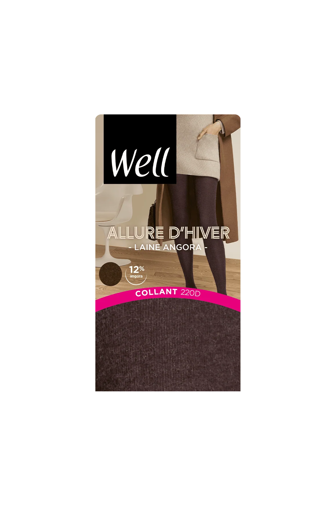 Collant Opaque 220D Laine Angora Allure d'Hiver - Chocolat - Image 2