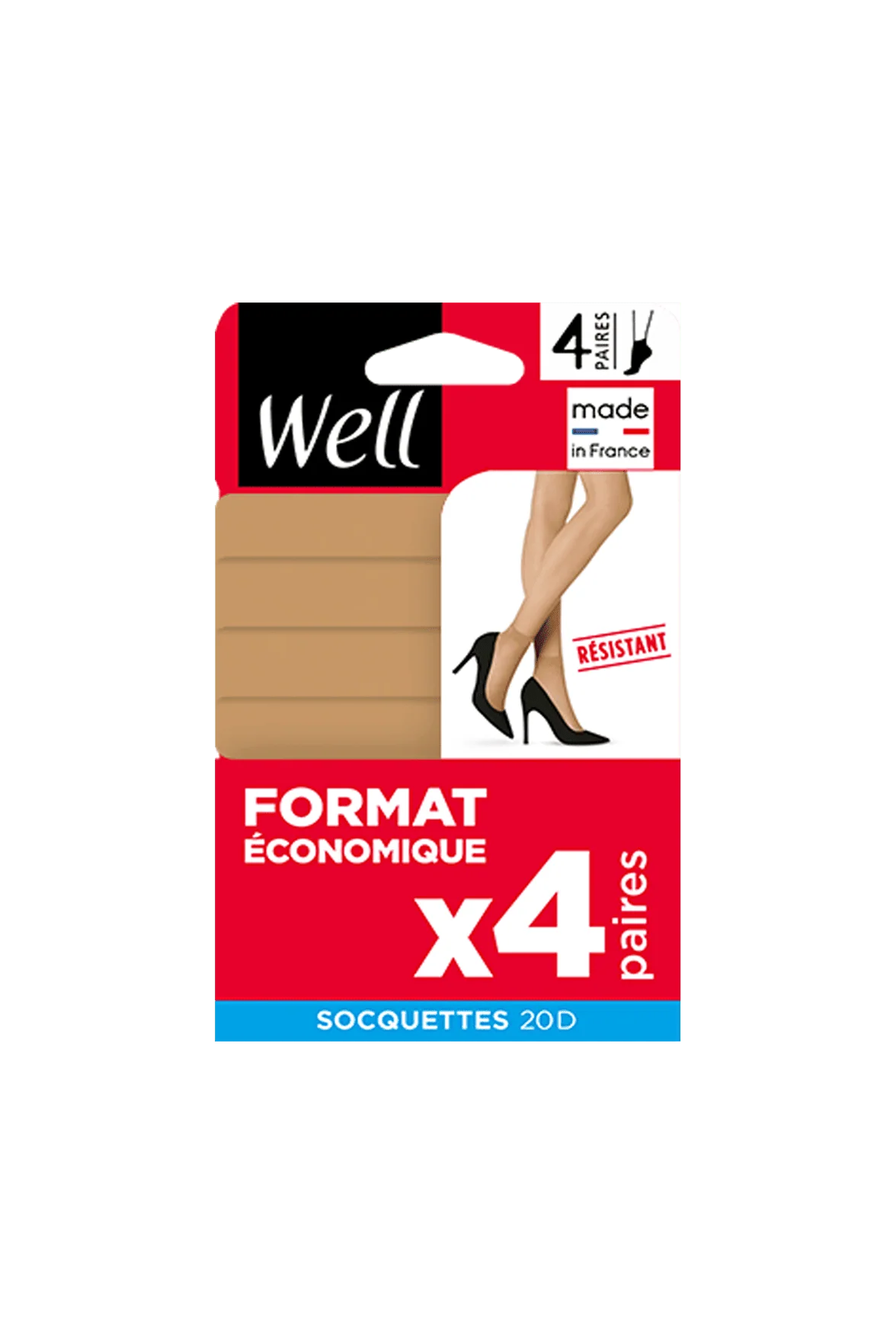 Lot de 4 paires de Socquettes Transparentes 20D - Beige - Image 2