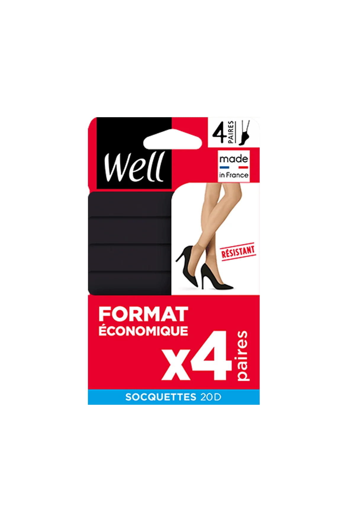 Lot de 4 paires de Socquettes Transparentes 20D - Noir - Image 2