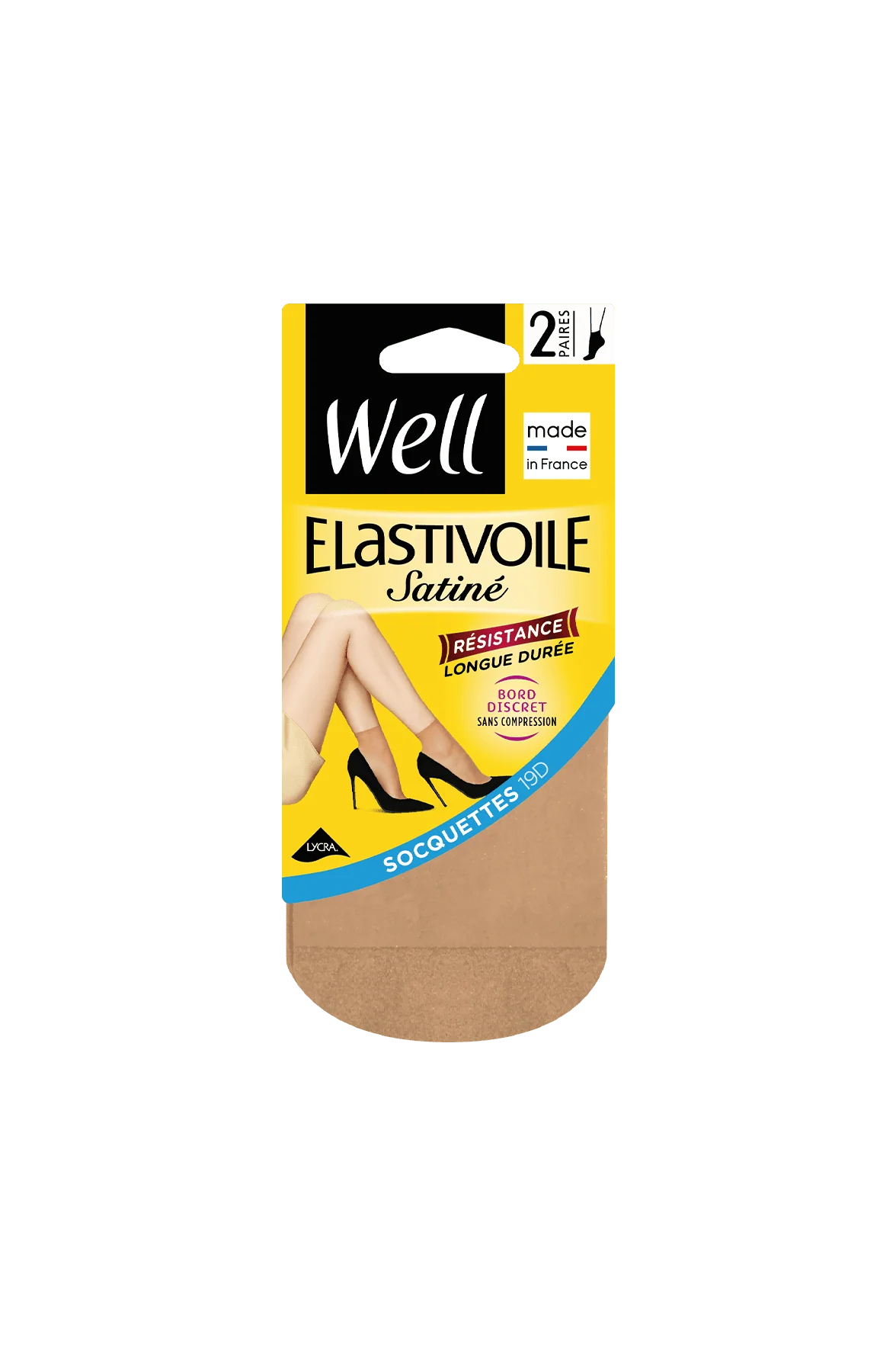 Lot de 2 paires de Socquettes Transparentes 19D Elastivoile Satiné - Beige medium - Image 2