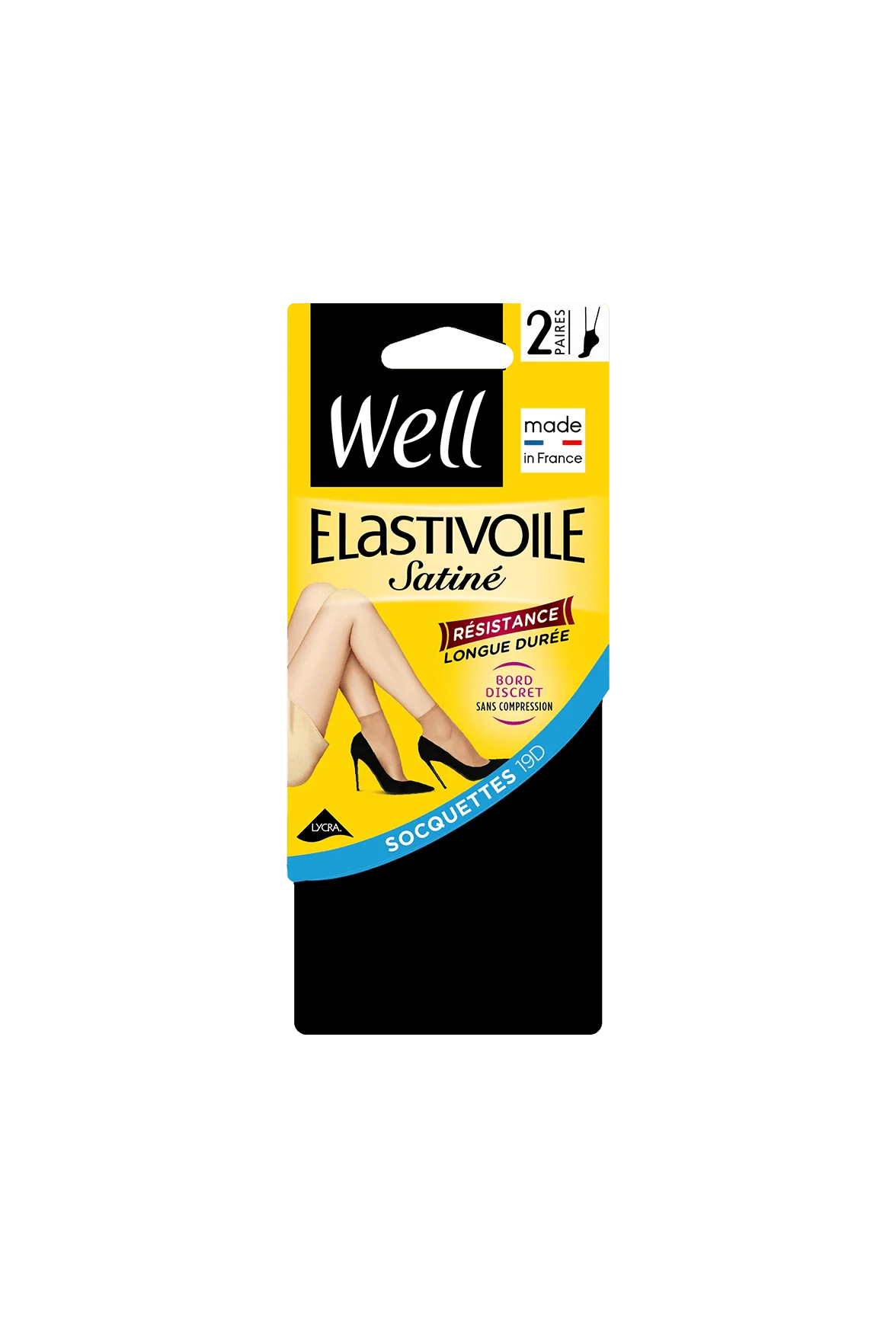 Lot de 2 paires de Socquettes Transparentes 19D Elastivoile Satiné - Noir - Image 2