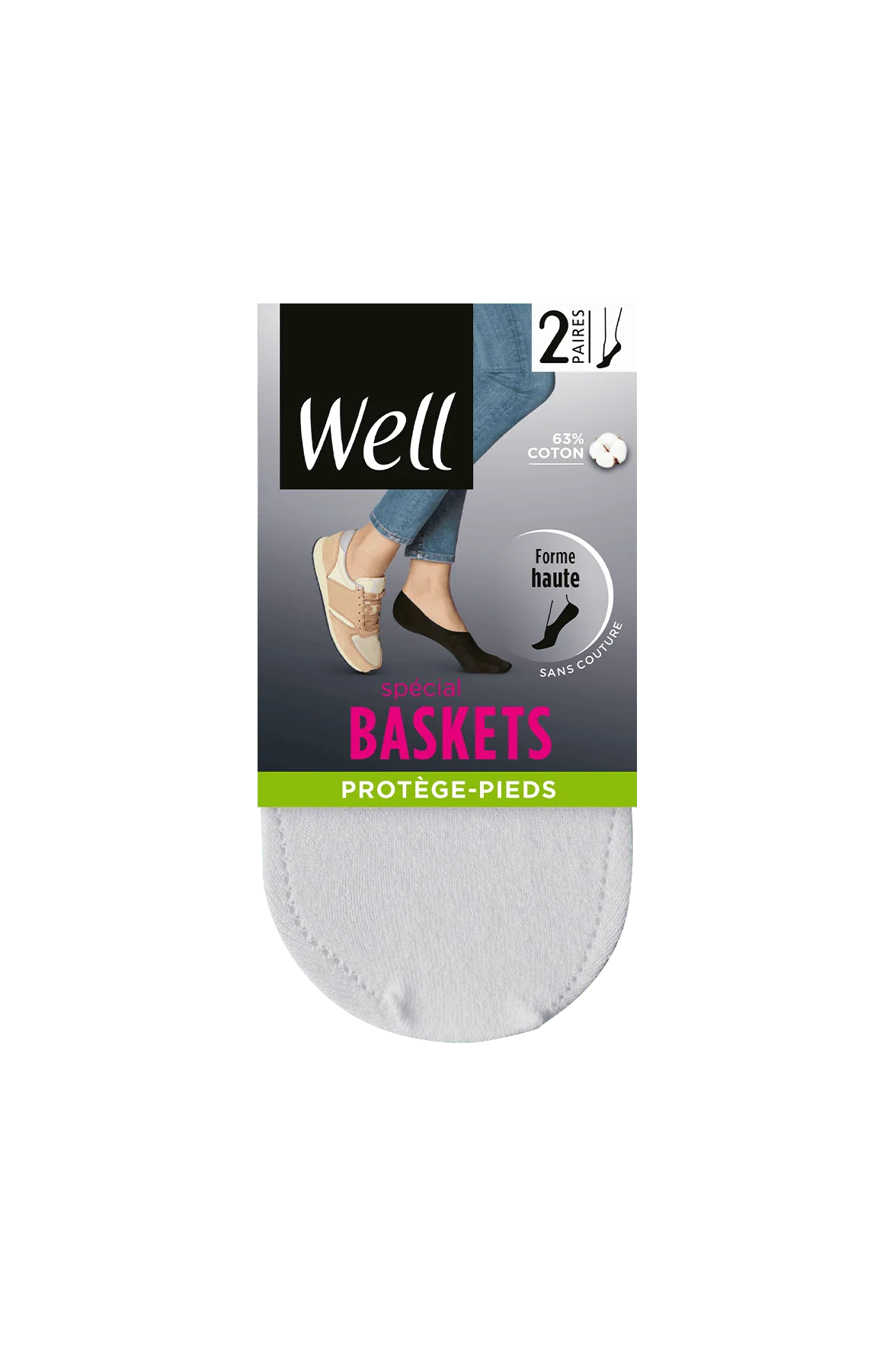 Lot de 2 paires de Protège-Pieds Spécial Baskets - Blanc - Image 2