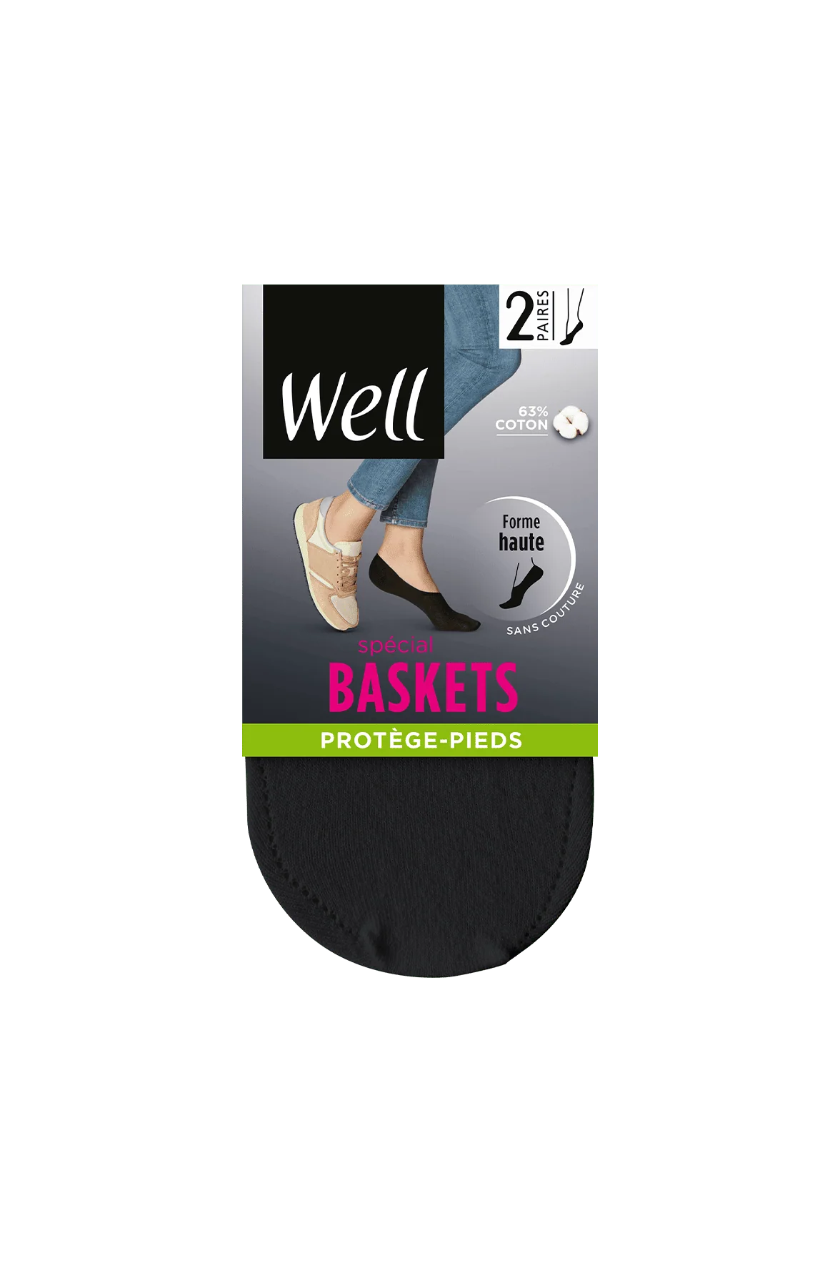 Lot de 2 paires de Protège-Pieds Spécial Baskets - Noir - Image 2