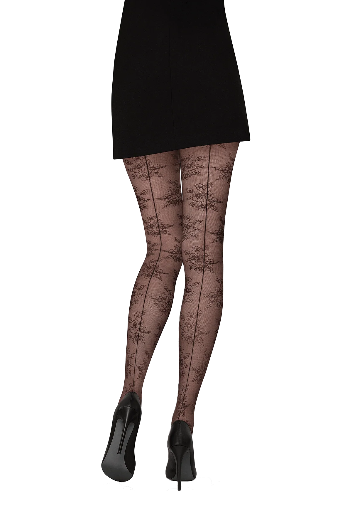 Collant Fantaisie 25D Dentelle Florale Magic Nights - Noir ébène