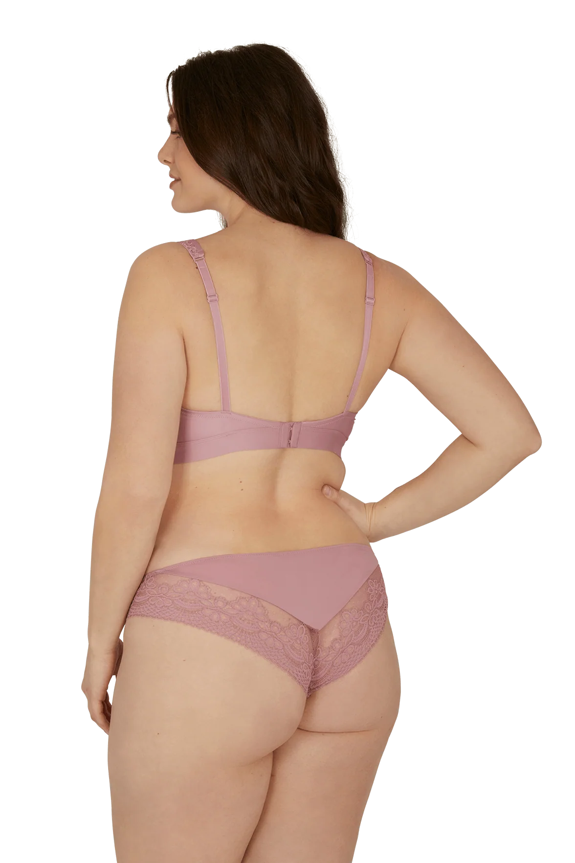 Slip brésilien dentelle et microfibre L'irrésistible - Lilas - Image 3