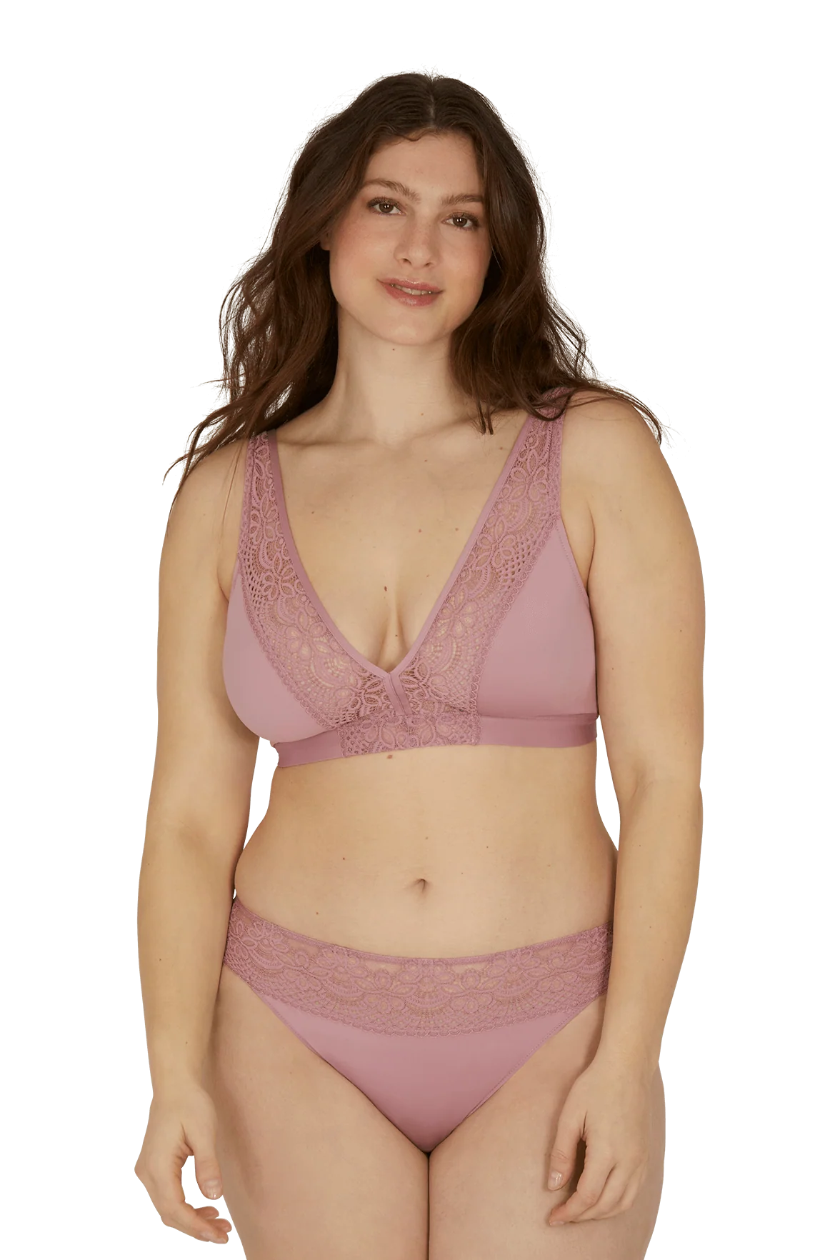 Slip brésilien dentelle et microfibre L'irrésistible - Lilas - Image 4